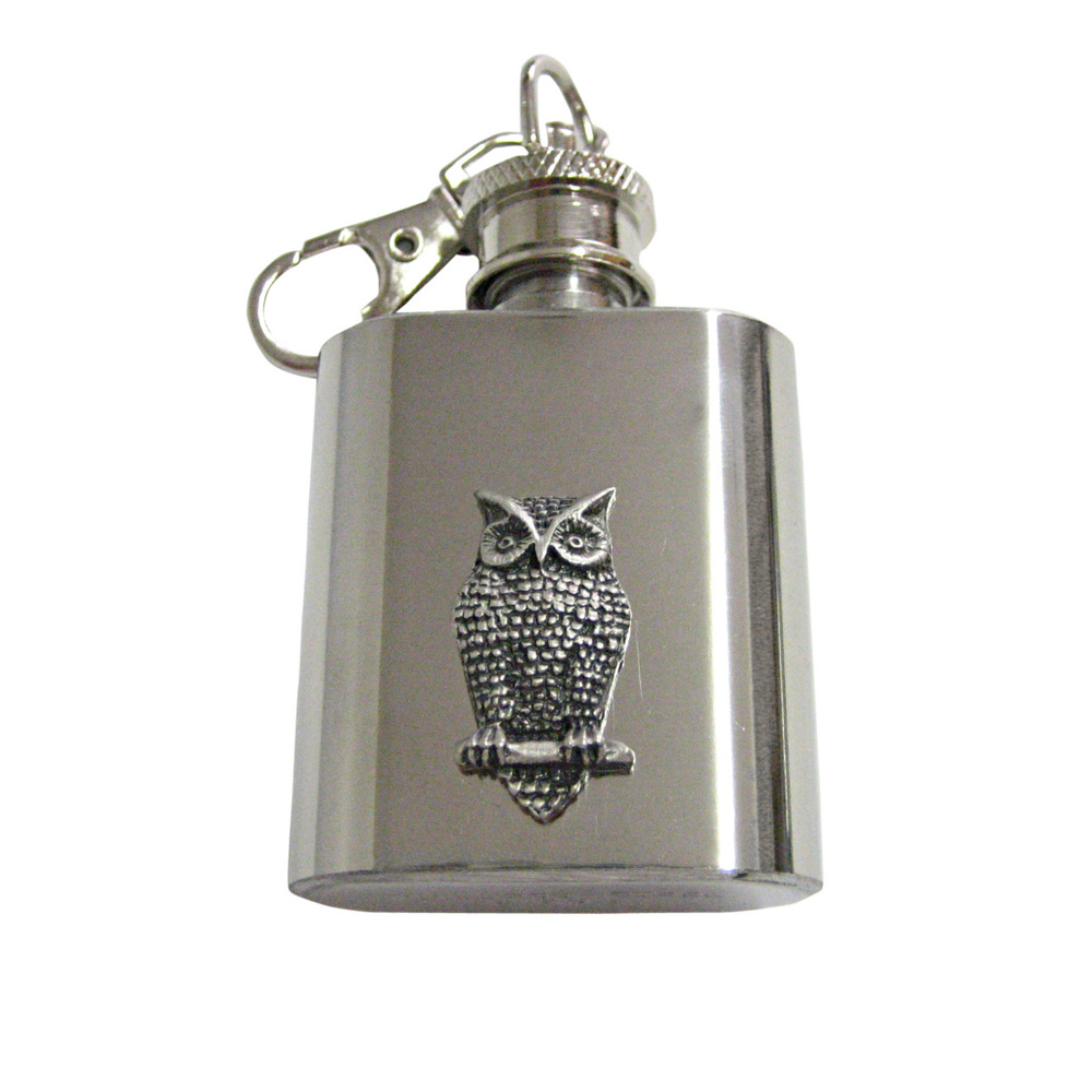 Perched Owl Bird Keychain Flask - image 1
